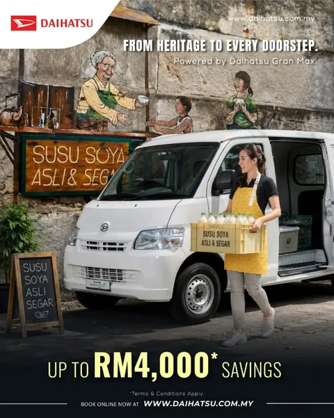 Daihatsu Heritage to Every Doorstep poster with white Gran Max